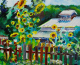 Barn with Sunflowers 22 Print Carol Abbott 