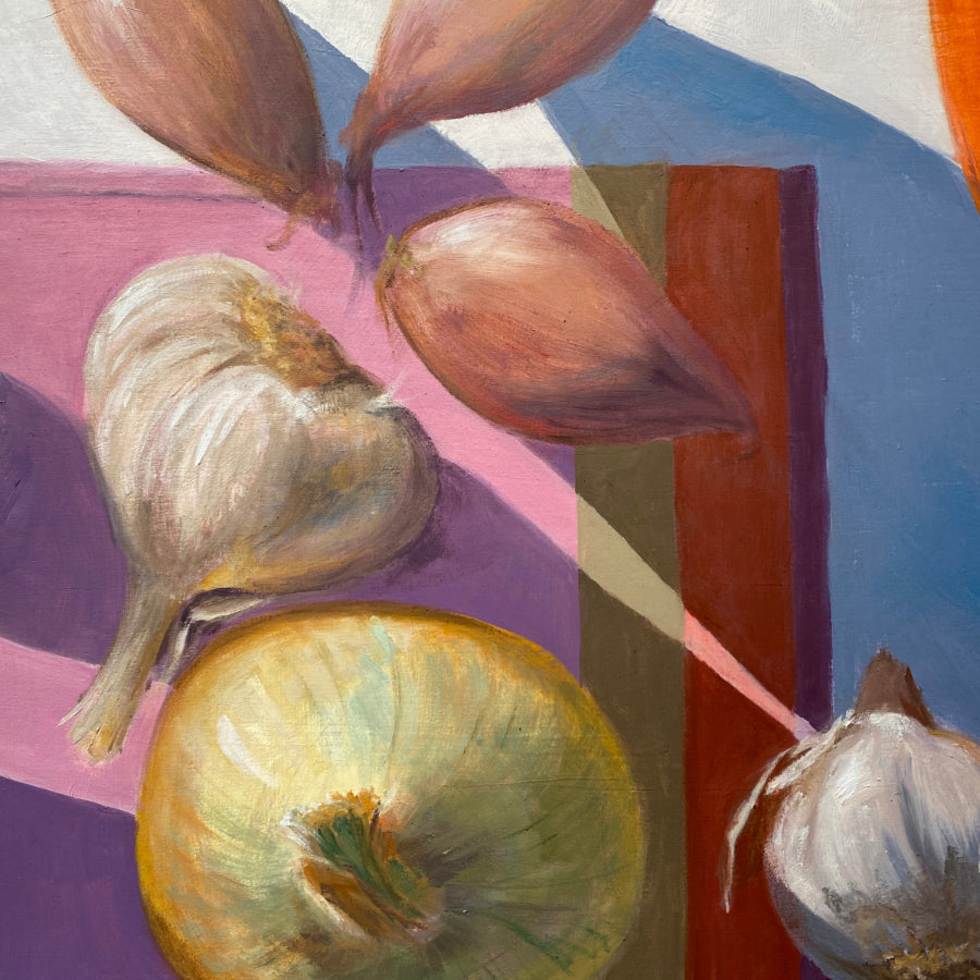 Alliums Large with Orange and Pink Painting Terri Schmitt 