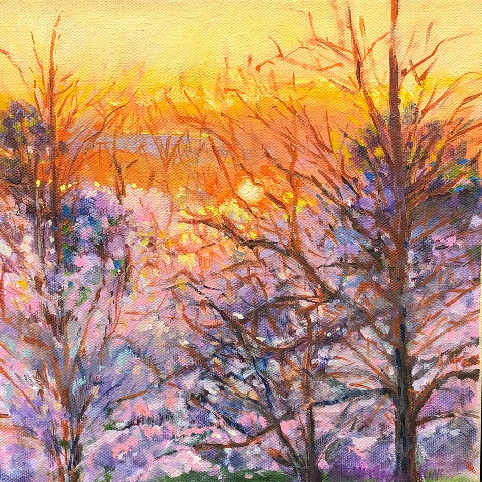 Ault Park Springtime Sunset Painting Alleen Blesi Manning 