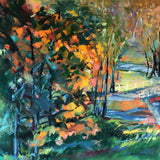 Fall at the Red Bridge Painting Alleen Blesi Manning 