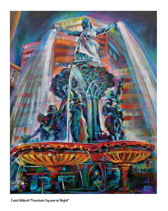 Fountain Square at Night - Holiday Print Collection Carol Abbott 